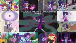 Size: 1960x1103 | Tagged: safe, derpibooru import, edit, edited screencap, editor:quoterific, screencap, flash sentry, garden grove, rarity, sandalwood, sci-twi, sunset shimmer, twilight sparkle, all the world's off stage, eqg summertime shorts, equestria girls, equestria girls series, get the show on the road, good vibes, holidays unwrapped, legend of everfree, mirror magic, movie magic, opening night, school of rock, spring breakdown, street magic with trixie, super squad goals, spoiler:eqg series (season 2), spoiler:eqg specials, blizzard or bust, geode of telekinesis, image, magical geodes, png