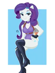 Size: 774x1032 | Tagged: suggestive, artist:anglin296, derpibooru import, rarity, human, equestria girls, breasts, busty rarity, clothes, flying, grin, image, jetpack, jpeg, leotard, ponied up, rarithighs, smiling, stupid sexy rarity