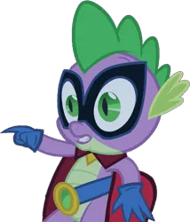 Size: 811x947 | Tagged: safe, artist:pascalmulokozi2, derpibooru import, humdrum, spike, dragon, power ponies (episode), background removed, cape, clothes, gloves, image, male, png, pointing, power ponies, simple background, solo, transparent background