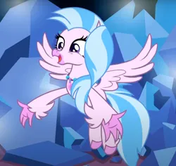 Size: 776x734 | Tagged: safe, derpibooru import, screencap, silverstream, classical hippogriff, hippogriff, uprooted, cropped, cute, diastreamies, female, image, jewelry, necklace, open mouth, open smile, png, smiling, solo, spread arms, spread wings, wings