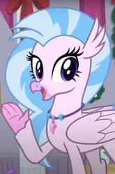 Size: 512x778 | Tagged: safe, derpibooru import, screencap, silverstream, classical hippogriff, hippogriff, the hearth's warming club, cropped, cute, diastreamies, female, image, jewelry, necklace, png, solo