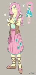 Size: 721x1498 | Tagged: safe, artist:elioo, derpibooru import, fluttershy, equestria girls, clothes, female, gray background, image, png, simple background, solo