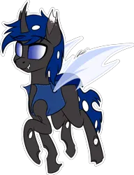 Size: 1373x1790 | Tagged: safe, artist:seafooddinner, derpibooru import, oc, oc:bluey, unofficial characters only, changeling, changeling oc, image, png, simple background, solo, transparent background