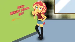 Size: 7168x4032 | Tagged: safe, artist:gibsterboy5, derpibooru import, sunset shimmer, equestria girls, clothes, female, high heels, image, jpeg, shoes, solo, sunset shimmer day