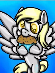 Size: 511x681 | Tagged: safe, artist:isbeliver23, derpibooru import, derpy hooves, pony, eating, female, food, image, jpeg, muffin, solo, that pony sure does love muffins