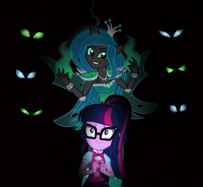 Size: 2328x2150 | Tagged: artist needed, safe, derpibooru import, queen chrysalis, sci-twi, twilight sparkle, human, equestria girls, equestria girls-ified, female, image, png