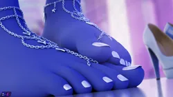 Size: 3840x2160 | Tagged: safe, artist:shadowboltsfm, derpibooru import, princess luna, anthro, plantigrade anthro, 3d, 4k, barefoot, barefoot sandals, blender, clothes, feet, fetish, foot fetish, foot focus, high heels, high res, image, low angle, not sfm, png, shoes, toes