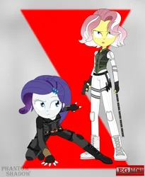 Size: 3600x4400 | Tagged: safe, artist:phantomshadow051, derpibooru import, rarity, vignette valencia, black widow, spider, equestria girls, crossover, duo, female, image, marvel, marvel cinematic universe, natasha romanoff, png, yelena belova