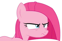 Size: 1595x1066 | Tagged: safe, artist:mint-light, artist:twilyisbestpone, derpibooru import, pinkie pie, earth pony, pony, angry, base used, female, frown, glare, image, mare, pinkamena diane pie, pinkie pie is not amused, png, simple background, solo, transparent background, unamused, when she doesn't smile