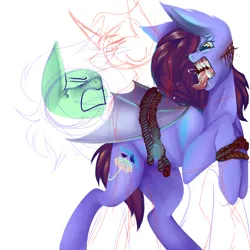 Size: 1280x1280 | Tagged: semi-grimdark, artist:technicolourtorture, derpibooru import, oc, unofficial characters only, bat pony, earth pony, pegasus, unicorn, art progress, image, png, wip