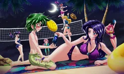 Size: 3861x2324 | Tagged: suggestive, alternate version, artist:mauroz, derpibooru import, applejack, fluttershy, pinkie pie, rainbow dash, rarity, spike, twilight sparkle, human, anime, applebutt, ass, bare shoulders, barefoot, beach, belly button, bikini, breasts, busty rarity, butt, clothes, eyes closed, feet, female, humanized, image, imminent pain, male, mane seven, mane six, one-piece swimsuit, open mouth, palm tree, png, selfie, shipping, sleeveless, sparity, sports, straight, sunscreen, sweat, sweatdrops, swimsuit, this will end in tears, this will not end well, tree, twibutt, volleyball, volleyball net