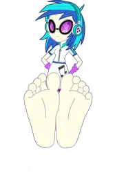 Size: 1030x1546 | Tagged: safe, derpibooru import, official, vinyl scratch, equestria girls, barefoot, base, base used, clothes, feet, female, fetish, fingerless gloves, foot fetish, foot focus, glasses, gloves, hand on hip, headphones, image, leggings, music notes, png, simple background, soles, solo, toes, transparent background, vector, vinyl's glasses