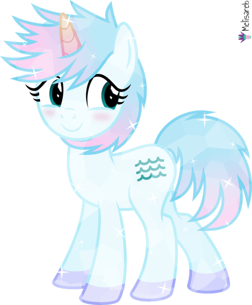 Size: 4000x4830 | Tagged: safe, artist:melisareb, derpibooru import, crystal pony, pony, unicorn, .svg available, absurd resolution, blushing, crossover, female, gradient horn, gradient mane, gradient tail, horn, image, kleptocorns, mare, png, shy, simple background, solo, tail, transparent background, vector, wave (kleptocorns)