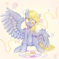 Size: 2000x2000 | Tagged: safe, artist:divlight, derpibooru import, derpy hooves, pegasus, pony, crayon, female, image, jpeg, mare, mouth hold, solo