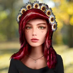 Size: 2000x2000 | Tagged: safe, derpibooru import, edit, gloriosa daisy, human, equestria girls, clothes, female, flower, flower in hair, image, irl, irl human, jewelry, necklace, photo, png, realistic