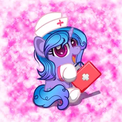 Size: 1250x1250 | Tagged: safe, artist:spellboundcanvas, derpibooru import, izzy moonbow, earth pony, clothes, cute, first aid kit, g5, hat, image, izzybetes, nurse, png, smol, socks, solo