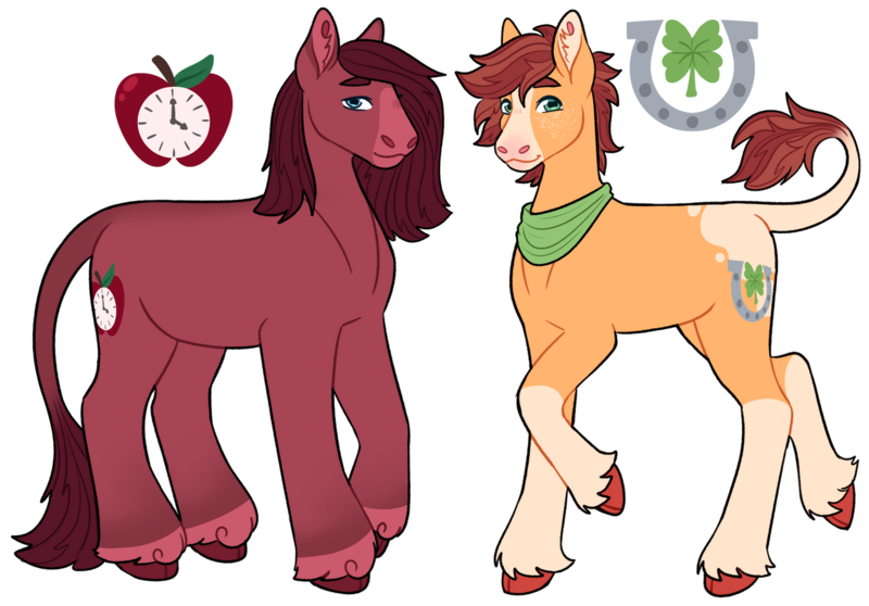 Size: 1280x893 | Tagged: safe, artist:s0ftserve, derpibooru import, oc, oc:pippin, oc:winesap, earth pony, pony, brothers, image, magical gay spawn, male, offspring, parent:braeburn, parent:doctor whooves, png, siblings, simple background, transparent background