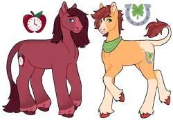 Size: 1280x893 | Tagged: safe, artist:s0ftserve, derpibooru import, oc, oc:pippin, oc:winesap, earth pony, pony, brothers, image, magical gay spawn, male, offspring, parent:braeburn, parent:doctor whooves, png, siblings, simple background, transparent background