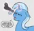 Size: 900x810 | Tagged: safe, artist:a0iisa, trixie, pony, unicorn, /mlp/, 4chan, colored, confused, female, flat colors, floppy ears, glock, glock 17, glowing horn, gray background, gun, handgun, horn, image, jpeg, levitation, looking at something, magic, magic aura, mare, open mouth, pistol, pointing gun, simple background, solo, squint, squinted eyes, t:em/p/o, talking, telekinesis, text, this will end in death, this will not end well, too dumb to live, weapon