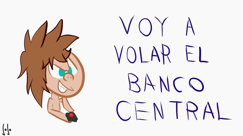 Size: 1600x900 | Tagged: safe, artist:jojodidu, derpibooru import, oc, oc:javier milei, ponified, earth pony, pony, argentina, blue eyes, button, earth pony oc, image, javier milei, male, png, politics, purple text, simple background, smiling, spanish, spanish text, text, white background