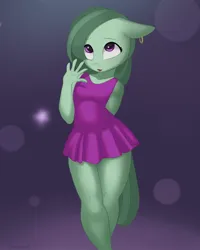 Size: 1600x2000 | Tagged: safe, artist:foxyara, derpibooru import, marble pie, anthro, earth pony, clothes, dress, ear piercing, earring, floppy ears, image, jewelry, jpeg, piercing