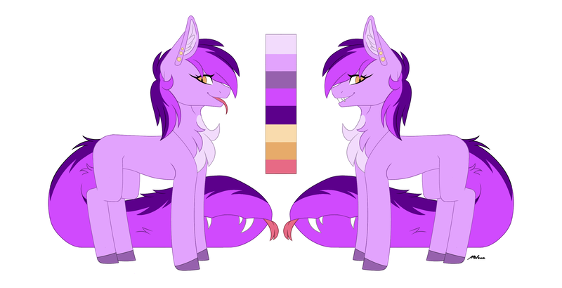 Size: 3000x1537 | Tagged: safe, artist:melodytheartpony, derpibooru import, oc, oc:no name, earth pony, chest fluff, feral, image, piercing, png, reference sheet, signature, simple background, slit pupils, tail, tailmouth, unknown gender, white background