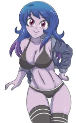 Size: 2131x3453 | Tagged: suggestive, artist:sumin6301, derpibooru import, izzy moonbow, human, equestria girls, belly button, breasts, busty izzy moonbow, clothes, equestria girls-ified, g5, g5 to equestria girls, generation leap, image, jpeg, looking at you, panties, socks, stockings, thigh highs, underwear