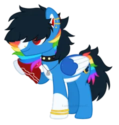 Size: 1280x1344 | Tagged: safe, artist:katelynleeann42, derpibooru import, oc, unofficial characters only, pegasus, pony, base used, choker, colored wings, image, male, png, solo, spiked choker, stallion, two toned wings, wings