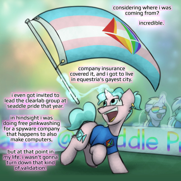 Size: 800x800 | Tagged: safe, artist:captainhoers, derpibooru import, oc, oc:candy chip, unofficial characters only, pony, unicorn, the sunjackers, cyberpunk, female, image, jpeg, mare, pride, pride flag, transgender pride flag