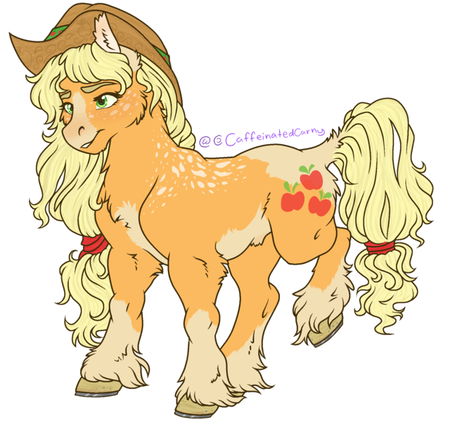 Size: 2009x1836 | Tagged: safe, derpibooru import, applejack, pony, female, freckles, g4, hat, horseshoes, image, mare, markings, png, solo, transgender, unshorn fetlocks