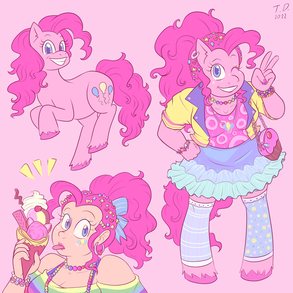 Size: 2000x2000 | Tagged: safe, artist:tashidelashi, derpibooru import, pinkie pie, anthro, human, pony, unguligrade anthro, humanized, image, peace sign, png