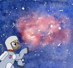 Size: 600x557 | Tagged: safe, artist:ambrosebuttercrust, artist:ask-roger-houston, derpibooru import, oc, oc:roger houston, pony, image, png, solo, space, spacesuit