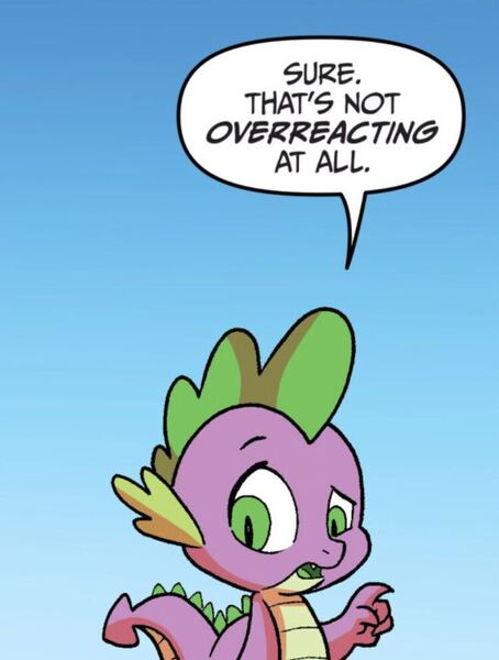 Size: 750x991 | Tagged: safe, artist:tonyfleecs, derpibooru import, idw, spike, dragon, ponies of dark water, spoiler:comic, baby, baby dragon, dialogue, image, jpeg, male, reaction image, solo