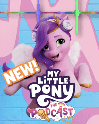 Size: 720x900 | Tagged: safe, derpibooru import, screencap, pipp petals, pegasus, pony, my little pony: a new generation, animated, female, flying, g5, headphones, image, jewelry, my little pony: the podcast, open mouth, podcast, singing, solo, solo female, webm