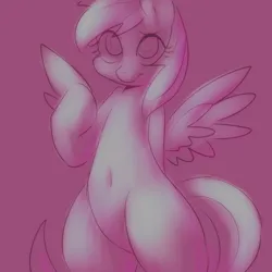 Size: 1000x1000 | Tagged: safe, artist:maren, derpibooru import, derpy hooves, pegasus, pony, arm behind back, belly button, bipedal, doodle, female, image, mare, missing cutie mark, monochrome, png, pointing at self, solo, spread wings, thighs, underp, wings