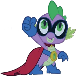 Size: 893x895 | Tagged: safe, artist:pascalmulokozi2, derpibooru import, humdrum, spike, dragon, power ponies (episode), background removed, boots, cape, clothes, gloves, image, male, png, power ponies, shoes, simple background, solo, transparent background