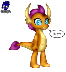 Size: 3840x4154 | Tagged: safe, artist:damlanil, derpibooru import, smolder, dragon, bipedal, comic, cute, dragon wings, dragoness, eyelashes, female, happy, horns, image, looking at you, png, show accurate, simple background, smiling, smolderbetes, solo, speech bubble, standing, text, transparent background, vector, wings
