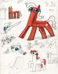 Size: 3000x3808 | Tagged: safe, artist:ja0822ck, derpibooru import, ponified, object pony, original species, pony, chair, image, jpeg, pinocchio, traditional art