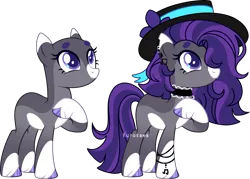 Size: 3735x2669 | Tagged: safe, artist:kurosawakuro, derpibooru import, oc, earth pony, pony, bald, base used, choker, female, hat, image, magical lesbian spawn, mare, offspring, parent:octavia melody, parent:twilight sparkle, parents:twitavia, png, simple background, solo, transparent background