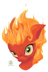 Size: 1920x2874 | Tagged: safe, artist:redi, derpibooru import, oc, oc:redi, unofficial characters only, pegasus, pony, bust, female, fiery mane, image, jpeg, looking at you, mane of fire, mare, portrait, raised eyebrow, solo