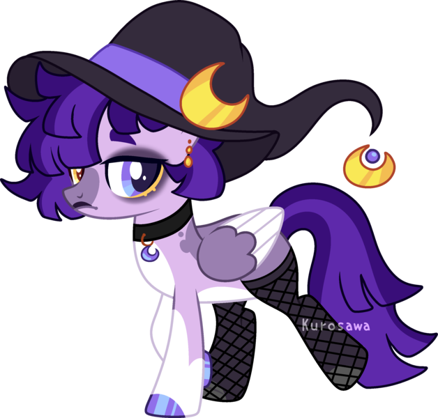 Size: 2461x2350 | Tagged: safe, artist:kurosawakuro, derpibooru import, oc, pony, base used, colored wings, female, fishnets, hat, heterochromia, image, mare, png, simple background, solo, transparent background, two toned wings, wings, witch hat