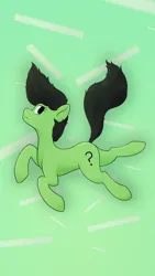 Size: 2160x3840 | Tagged: safe, artist:laykeen, derpibooru import, oc, oc:anon, oc:anonfilly, earth pony, pony, cutie mark, falling, female, filly, green background, green fur, image, placeholders, png, simple background, simple shading