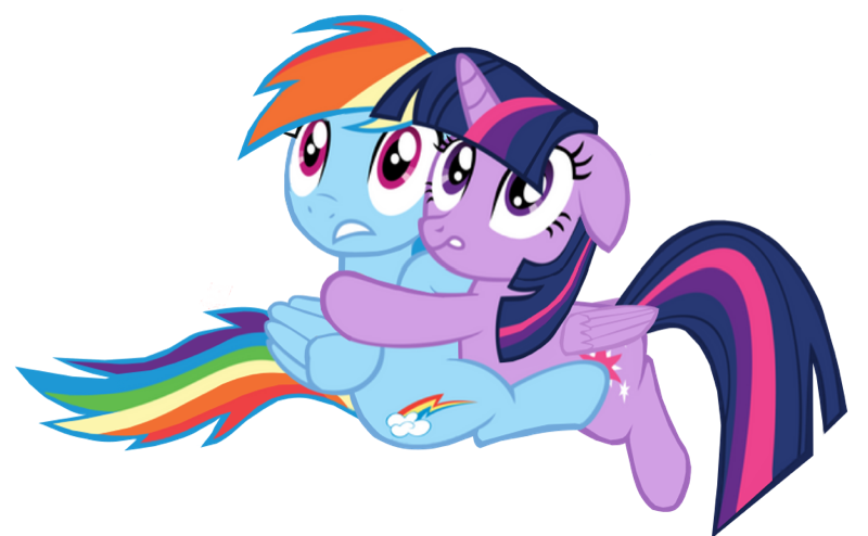 Size: 800x494 | Tagged: safe, artist:benpictures1, derpibooru import, rainbow dash, twilight sparkle, twilight sparkle (alicorn), alicorn, pegasus, pony, dragonshy, duo, duo female, female, hug, image, inkscape, png, scared, simple background, transparent background, vector, wings