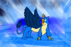 Size: 1024x683 | Tagged: safe, artist:horsesplease, derpibooru import, gallus, gryphon, unown, angry, blue, doodle, griffons doing lion things, image, jpeg, pokémon, roar, screaming