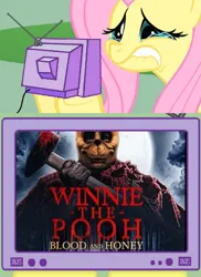 Size: 729x1000 | Tagged: semi-grimdark, derpibooru import, fluttershy, pegasus, fluttercry, horror, image, png, winnie the pooh