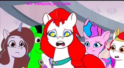 Size: 720x398 | Tagged: safe, artist:shafiqhafizi70, derpibooru import, edit, edited screencap, screencap, hitch trailblazer, izzy moonbow, pipp petals, sunny starscout, zipp storm, oc, oc:indonisty, ponified, unofficial characters only, earth pony, pegasus, pony, unicorn, my little pony: tell your tale, spoiler:g5, spoiler:my little pony: tell your tale, spoiler:tyts01e24, art trade, g5, horn, image, indonesia, malaysia, nation ponies, photo, png, screenshot redraw, starscout code, unicorn oc