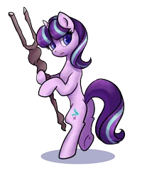 Size: 1271x1536 | Tagged: safe, artist:brella, derpibooru import, starlight glimmer, pony, unicorn, bipedal, female, frown, image, looking at you, mare, png, s5 starlight, shadow, simple background, solo, staff, staff of sameness, transparent background