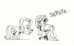 Size: 1022x643 | Tagged: safe, artist:mellodillo, derpibooru import, starlight glimmer, trixie, pony, unicorn, airhorn, book, chair, duo, hoof hold, image, jpeg, onomatopoeia, open mouth, sleeping, snoring, unamused