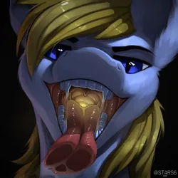 Size: 1200x1200 | Tagged: suggestive, artist:st4rs6, derpibooru import, oc, unofficial characters only, against glass, drool, drool string, fangs, forked tongue, glass, glow, image, jpeg, kitchen eyes, licking, looking at you, mawshot, open mouth, simple background, slit pupils, solo, tongue out, uvula