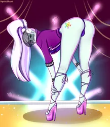 Size: 2600x3000 | Tagged: suggestive, artist:squishheart, derpibooru import, coloratura, equestria girls, butt, commissioner:branagain, image, looking at you, png, solo, stage